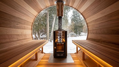 outdoor prefab barrel sauna heater