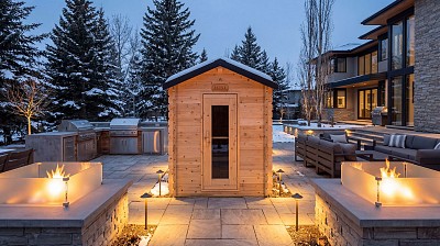 outdoor sauna 6x6 cabin knotty white cedar lifestyle