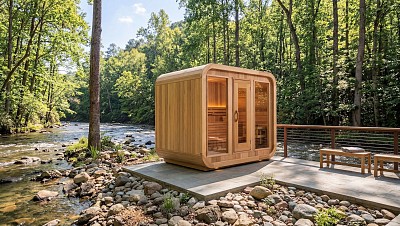 outdoor prefab luna sauna river lifestyle