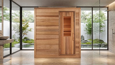 sauna solid cedar door 12x24 window clear glass installed