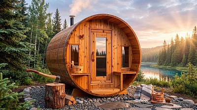 outdoor prefab sauna barrel cedar lifestyle