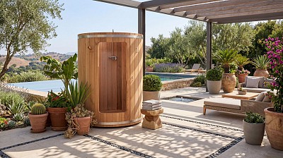 outdoor rainbow barrel shower lifestyle