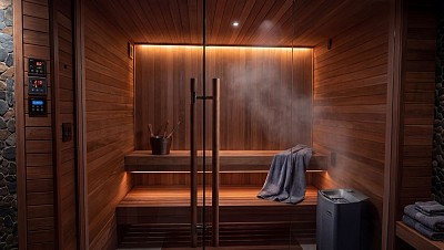 indoor residential sauna installed