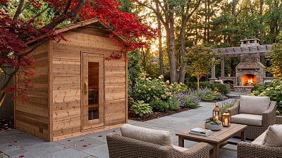 outdoor sauna 6x7 cabin knotty cedar lifestyle